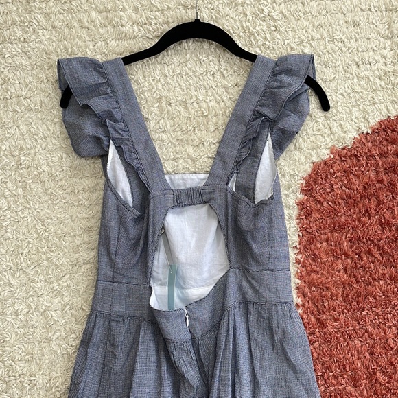 NWT Loft Checked Ruffle Cutout Back Midi Dress - Picture 4 of 11